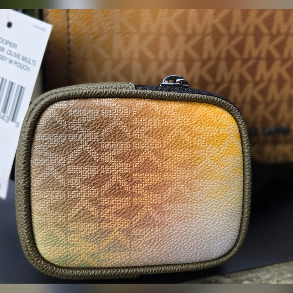 NWT Michael Kors Yellow and Brown Gradient Crossbody and Pouch - Picture 4 of 9